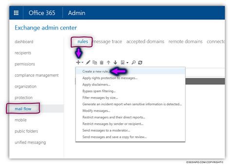 exchange online transport rules
